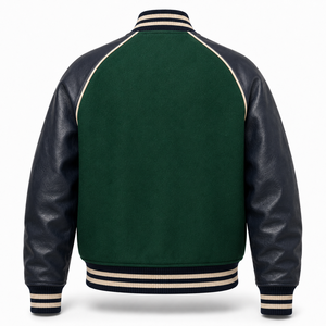 Wholesale Letterman Varsity <b>Jacket</b> Wool Body Cowhide <b>Leather</b> Sleeves Custom Logo Winter Baseball <b>Jacket</b> Supplier - Product Image 5