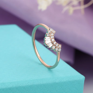 Emerald Cut Moissanite Diamond <b>Ring</b> Women's Iced Baguette Channel <b>Set</b> Band Solid 925 <b>Silver</b> 14K Gold Classic Rose Gold Plated - Product Image 6