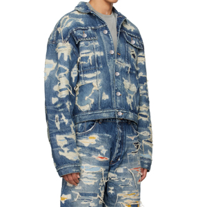 Chaqueta vaquera vintage informal de alta calidad para hombre, ropa de hombre, chaqueta de mezclilla teñida lisa para hombre, hecha en Pakistán. - Product Image 5