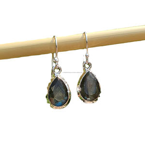 Boucles d'oreilles pendantes en Labradorite en argent sterling 925 faites à la main pour femmes bijoux de corps en plaqué or cadeaux de mariage fiançailles - Product Image 1