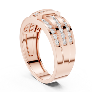 Anillo de Moissanita Redonda Color D con Múltiples Hileras y Acentos de Diamantes, Chapado en Oro Rosa sobre Plata, Regalo de Aniversario para Esposa - Product Image 3