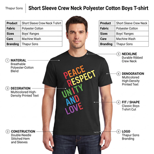 T-shirt pour homme à manches courtes, col rond, 100% coton, respirant, coupe classique, imprimé numérique, décontracté - Product Image 5