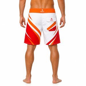 RONAL SPORTS Short de bain pour homme à séchage rapide, imprimé géométrique, avec cordon de serrage, orange, rouge, blanc, en promotion 2026 - Product Image 4