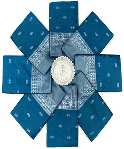 Traditional Blue Silk Saree With Silver Border And Tassels For Wedding Wear Indian Pakistani Ethnic Dress Women <b>Floor</b> Length - Product Image 6