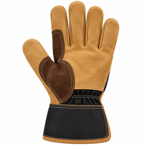 Gants de travail sans doigts en cuir de vachette robuste, paume renforcée, compatibles écran tactile, respirants, fournisseur OEM - Product Image 3