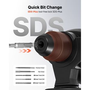 Trapano a percussione rotativo a batteria 20V 7/8 SDS-Plus senza fili brushless con caricabatterie - Include 3 punte da trapano - Product Image 4