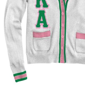 Suéter Cárdigan Blanco y Verde con Letras de Chenilla, para Mujer, Tejido, con Botones al Frente, Estilo Universitario, Casual, con Escudo Bordado - Product Image 3