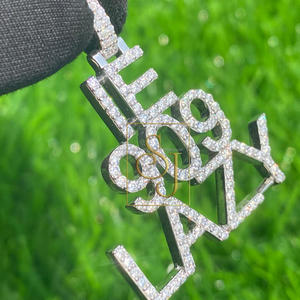 Pendentif unisexe tendance hip-hop personnalisé avec lettre, numéro ou initiale, en argent 925 plaqué rhodium et moissanite, pour fêtes et usage quotidien - Product Image 6
