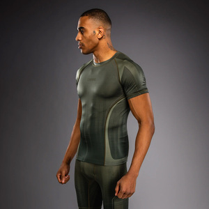 <b>Mens</b> Breathable <b>Compression</b> Rash Guard Short Sleeve Fitness Muscle Training <b>Shirt</b> Polyester Quick Dry Custom Logo - Product Image 2