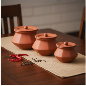 Service de table classique en terre cuite - Durable, réutilisable, portable avec cuillère/fourchette/couteau/baguettes - Product Image 1