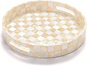 Round Decorative Tray with Handles Large Round Decorative Tray for Coffee Table Decor Decorative Tray for Living Room - Product Image 1