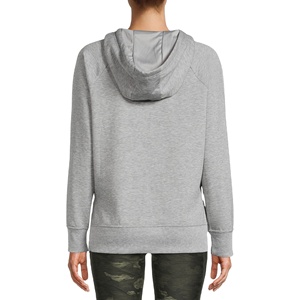 Sweat à capuche gris chiné avec logo personnalisé pour femmes Style coréen Coton polaire Saison d'hiver Logo avant Position - Product Image 3