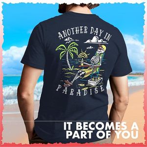 Camiseta con estampado de playa tropical Another Day in Paradise, 100% algodón, corte clásico - Product Image 4
