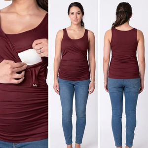 Camiseta sin mangas de maternidad para embarazadas y lactancia, de doble capa, sin mangas, para embarazo - Product Image 3