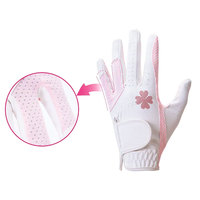 Guantes de golf para mujer, color blanco y azul, de cuero sintético transpirable, ajuste para mano izquierda, diseño antideslizante para un agarre superior, 1 pieza