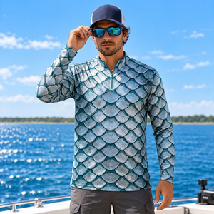 Chemise de pêche à col zippé en poly-spandex 160 GSM, marque privée, protection UPF, pour hommes, destinée aux détaillants - Product Image 1