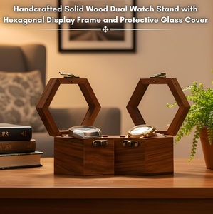 Watch Box for Men Double Slot Watch & Jewelry <b>Display</b> <b>Case</b> Dark Brown Indian Rosewood Storage Box Valentine's Gift - Product Image 2