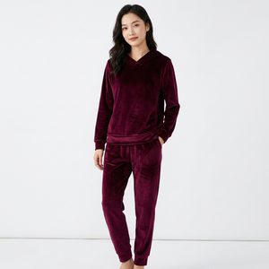 <b>Women's</b> Solid Hooded <b>Tracksuit</b> Full Sleeve Elastic Waist Casual Sportswear Autumn Wear 100% Polyester <b>Velour</b> Material - Product Image 4