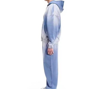 ชุดวอร์มวินเทจทรงขาบานแบบย้อมสีเอซิด พร้อมเสื้อฮู้ดและกางเกงวอร์ม ชุดวอร์มแบบมีซิป - Product Image 4