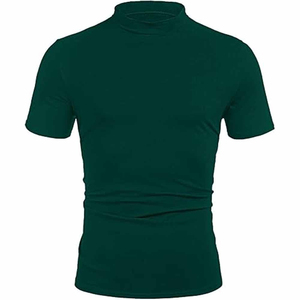 Nuevo diseño de camiseta de moda al por mayor para otoño e invierno, camiseta de manga larga con cuello alto y color sólido para hombre. - Product Image 1