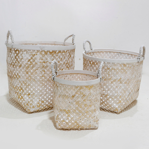 Cesta de Almacenamiento de Bambú Tejida a Mano con Asa, Contenedor Organizador Ecológico para Lavandería, Cocina, Guardería - Product Image 3