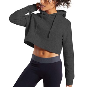 เสื้อฮู้ดครอปสั้นสำหรับผู้หญิง สวมใส่สบาย แขนยาว ผ้าฝ้ายเนื้อนุ่ม ผ้าฟลีซ มีฮู้ด น้ำหนักเบา สไตล์สตรีทแวร์และลำลอง - Product Image 1