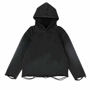Hoodies Streetwear Tendance à Bords Effilochés et Usés, Vente en Gros, Design Personnalisé, Lavage Acide, Bords Bruts, Hoodie Sur Mesure - Product Image 4