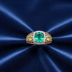 Green Yellow Gemstone <b>Statement</b> <b>Ring</b> with CZ 925 Sterling Silver 18K Gold Plated Cocktail <b>Ring</b> 10mm Stone Designer Jewelry US 6 - Product Image 5