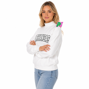 Sweat-shirt à col montant personnalisé avec lettrage appliqué, broderie de haute qualité, sweat-shirt à col montant blanc - Product Image 3