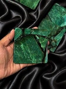 Handmade Green Stone <b>Epoxy</b> <b>Resin</b> Square Modern Design 10cm Diameter Coaster Set REHMAN CRAFT - Product Image 2