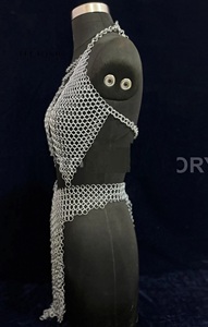 Women's Antique Modern Chainmail Mesh <b>Dress</b> <b>Silver</b>-Plated Steel Customized Logo for Renaissance Festival Costume Calvin - Product Image 4