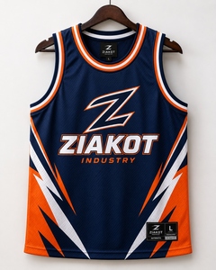 Jersey Basket Throwback Otentik Warna Biru Dongker Oranye-Putih Kustom Terlaris Industri Grosir Langsung - Product Image 1