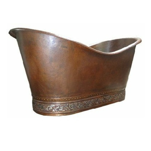 อ่างอาบน้ำทองแดงแบบตั้งพื้นขายส่ง อ่างแช่ตัวแบบสองช่อง อ่างอาบน้ำโลหะแบบโบราณสำหรับโรงแรมและบ้านพักตากอากาศ - Product Image 5