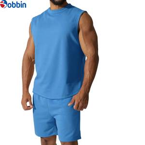 BOBBIN INDUSTRIES Best Manufacturer Hot Custom Men's Summer Casual Sleeveless Cotton Solid Color Plus Size Men's Tank Tops Sets - Product Image 3