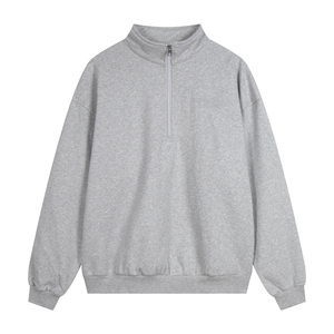 Sweat-shirt à capuche mi-zippé pour homme en mélange de coton, pull décontracté streetwear à manches longues, confortable à porter - Product Image 2