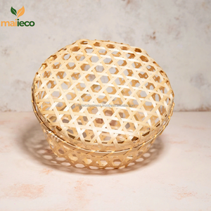 กล่องไม้ไผ่สานทรงกลมเป็นมิตรกับสิ่งแวดล้อมธรรมชาติสำหรับรับประทานอาหาร - Product Image 1