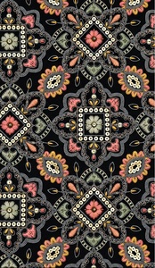 Base en georgette noire tricotée et brodée avec motif mandala circulaire à sequins pour veste ethnique, lehenga et abaya pour femme - Product Image 1