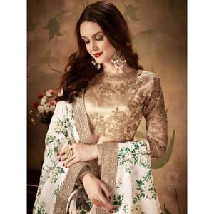 Enchanting <b>White</b> Printed Organza Plus Size Lehenga Choli for Festivals - Product Image 4