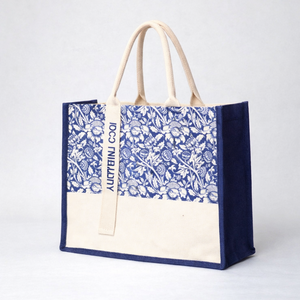 Wholesale Eco-Friendly <b>Foldable</b> Jute Linen Tote <b>Bag</b> Die Cut Handle Zipper Closure Custom Logo Printing Recyclable in Viet Nam - Product Image 1