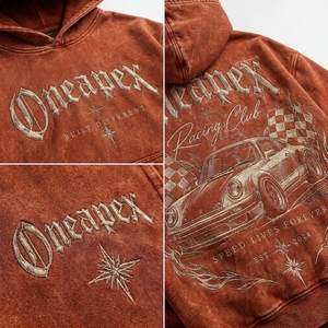 Conjunto Deportivo Naranja para Hombre, Sudadera con Capucha Extra Grande y Pantalones Deportivos, Ropa Deportiva Urbana, Logotipo Bordado Personalizado, Algodón Grueso - Product Image 6