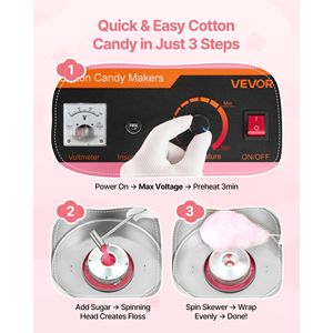 Macchina Elettrica Professionale per Zucchero Filato da 1000W con Ciotola in Acciaio Inossidabile e Copertura - Product Image 3