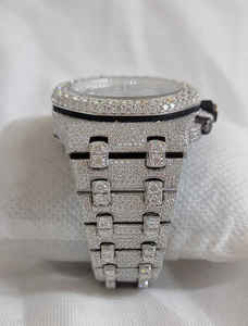 Montre de luxe Hip-Hop Black Ocean Jewels Jambo avec mouvement japonais à quartz, moissanite, verre tendance, 41 mm, bracelet 20 mm en acier inoxydable - Product Image 2