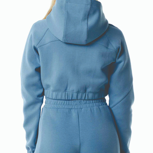 Cozy <b>Thermal</b> Cropped Pullover Hoodie Women Long Sleeve Wear Plush Fleece Crop <b>Top</b> Hoodie Women Warm Winter Sweatshirt - Product Image 4