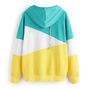 Sudadera con capucha de bloques de color, informal, de manga larga, estilo urbano personalizado, de forro polar grueso, unisex, con rayas diagonales - Product Image 2