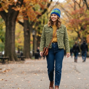 Bonnet en tricot bleu vert lime avec motif, casquette d'hiver unisexe, streetwear, accessoire de mode, vente en gros personnalisée, usine OEM - Product Image 3