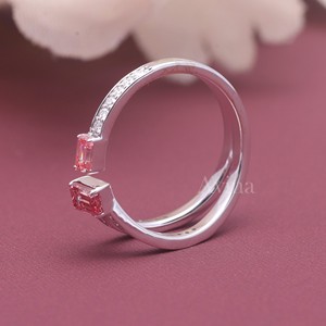 IGI Certified Fancy Pink Lab Grown Diamond Open <b>Ring</b> 18K Gold Emerald Cut Toi Et Moi <b>Adjustable</b> <b>Ring</b> - Product Image 6
