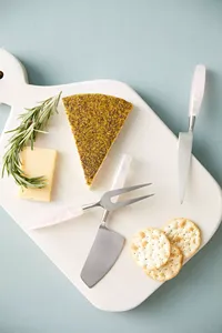 Ensemble de couverts à fromage modernes en acier inoxydable de forme unique, emballage personnalisé offrant un design distinctif et une grande fonctionnalité pour - Product Image 4