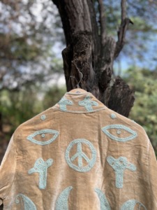 Premium Handmade 100% Cotton <b>Velvet</b> Woven Embroidered Floral Bomber <b>Jacket</b> for Women Reversible Boho Autumn Winter Cotton Lining - Product Image 2