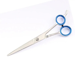 Tijeras de Peluquería Profesionales Duraderas de Acero Inoxidable 4Cr13 con Punta Afilada para Diestros, Mango Largo de Plástico, 28 Dientes, Rojas - Product Image 1
