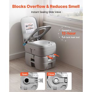 Inodoro Portátil para Adultos, Tanque de Residuos Desmontable de 7.9 Galones, 200 Descargas, Indicador de Nivel, para Campamentos y Viajes al Aire Libre - Product Image 5